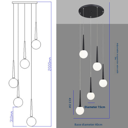 Staircase Chandelier for Duplex, Nordic Loft, Sloping Ceiling, Mezzanine, High Ceiling Villa, Mid-Level, Rotating Staircase, Long Chandelier