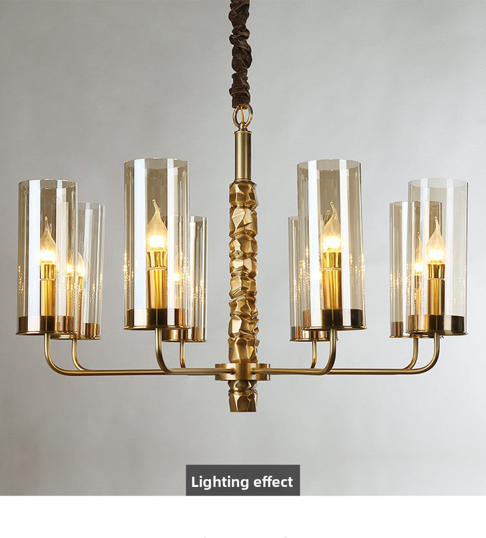 Postmodern Chandelier Full Copper Living Room Lighting High-end Luxurious Atmospheric Home Bedroom Dining Room Light Light Luxury American Style Chandelier