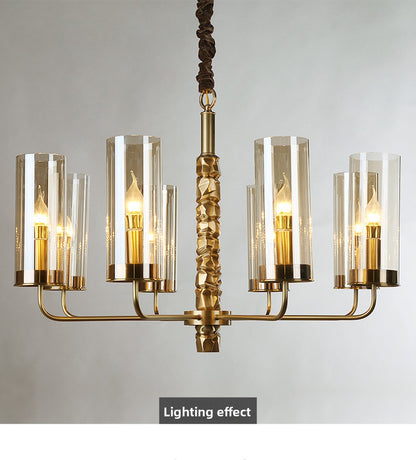 Postmodern Chandelier Full Copper Living Room Lighting High-end Luxurious Atmospheric Home Bedroom Dining Room Light Light Luxury American Style Chandelier