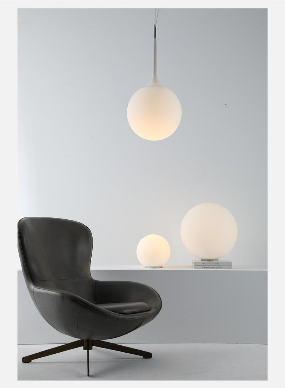 Simple Modern Round Glass Dining Room Pendant Light Nordic Bedroom Bedside Bar Combination Art Duplex Staircase Lighting