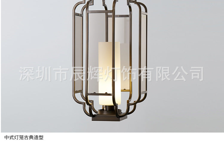 Modern New Chinese Classical Lantern Chandelier Entrance Restaurant Glass Iron Chandelier Tea Restaurant Chandelier