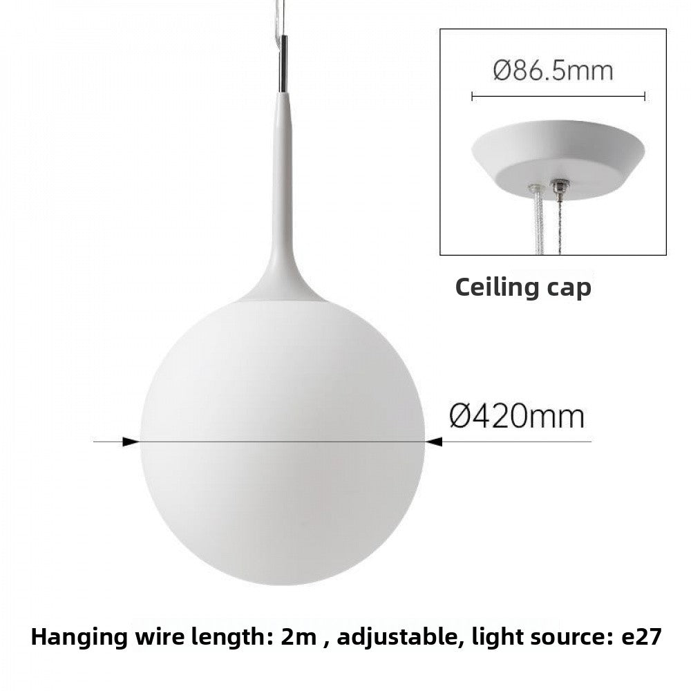 Simple Modern Round Glass Dining Room Pendant Light Nordic Bedroom Bedside Bar Combination Art Duplex Staircase Lighting