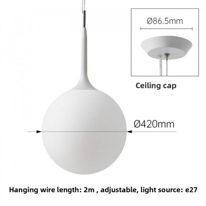 Simple Modern Round Glass Dining Room Pendant Light Nordic Bedroom Bedside Bar Combination Art Duplex Staircase Lighting