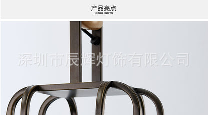 Modern New Chinese Classical Lantern Chandelier Entrance Restaurant Glass Iron Chandelier Tea Restaurant Chandelier