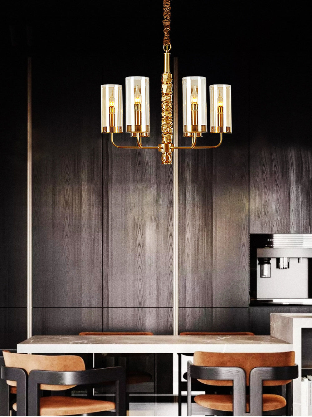 Postmodern Chandelier Full Copper Living Room Lighting High-end Luxurious Atmospheric Home Bedroom Dining Room Light Light Luxury American Style Chandelier