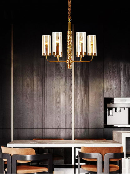 Postmodern Chandelier Full Copper Living Room Lighting High-end Luxurious Atmospheric Home Bedroom Dining Room Light Light Luxury American Style Chandelier