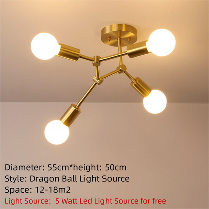 Brass Ceiling Light Creative Personality Nordic Postmodern Minimalist Dining Room Hallway Corridor Foyer Full Copper Bedroom Lighting