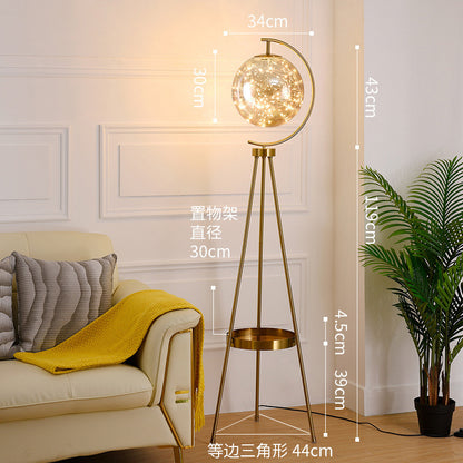 Nordic Light Luxury Floor Lamp for Living Room and Bedroom, Creative and Unique Glass Ball Tripod Standing Table Lamp