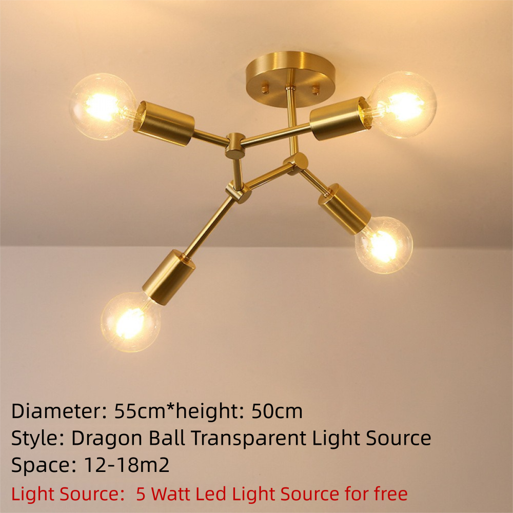 Brass Ceiling Light Creative Personality Nordic Postmodern Minimalist Dining Room Hallway Corridor Foyer Full Copper Bedroom Lighting