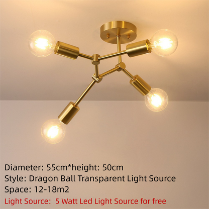Brass Ceiling Light Creative Personality Nordic Postmodern Minimalist Dining Room Hallway Corridor Foyer Full Copper Bedroom Lighting