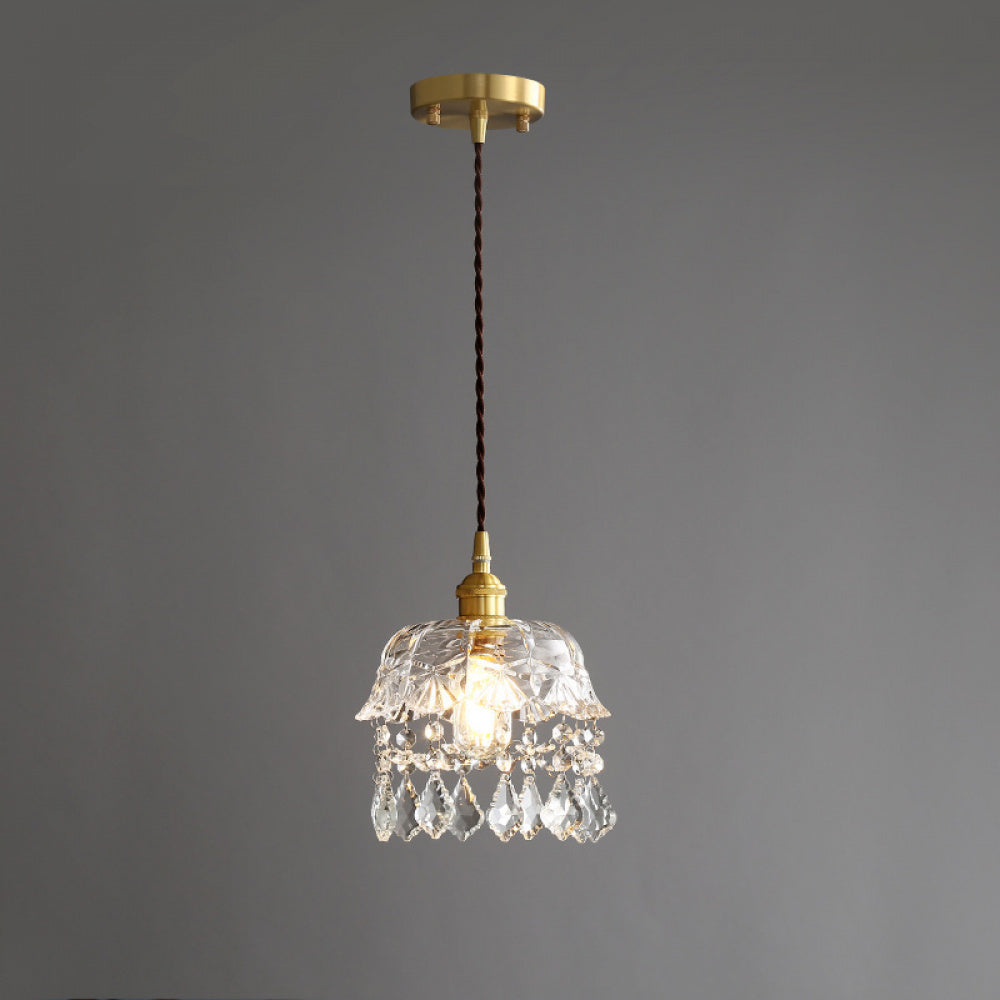Nordic Light Luxury Brass Crystal Bar Pendant Light Simple Modern Bedside Crystal Lamp Hallway Entrance Corridor Light
