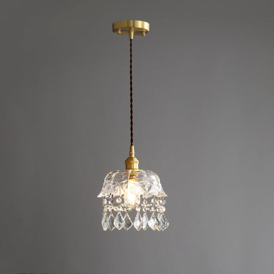 Nordic Light Luxury Brass Crystal Bar Pendant Light Simple Modern Bedside Crystal Lamp Hallway Entrance Corridor Light