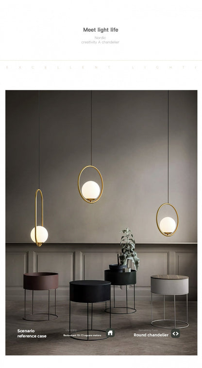 Nordic Style Restaurant Pendant Light Single Head Bedroom Bedside Lamp Bar Creative Personality Simple Modern All-Copper Lamp