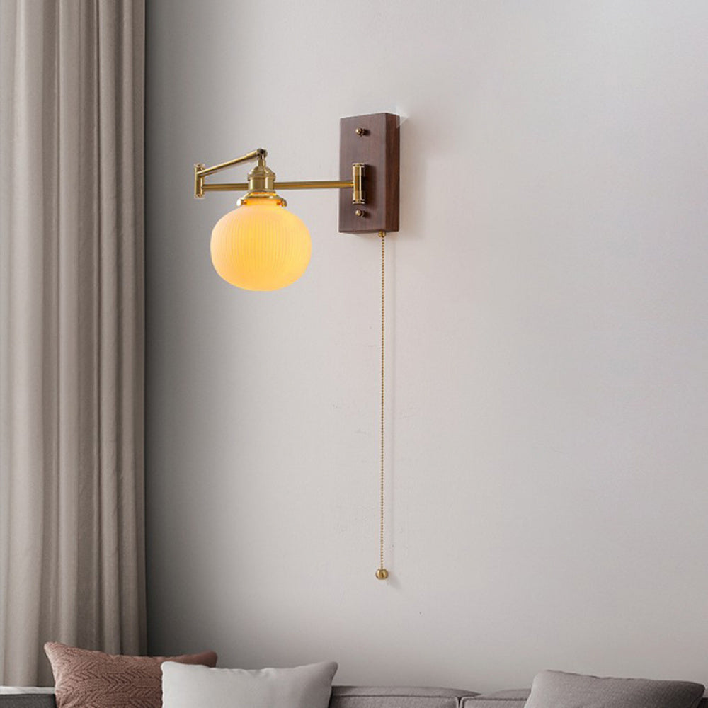 Nordic Japanese Style Bedroom Bedside Wall Lamp Copper Color Retro Simple Stair Aisle Lamp Living Room TV Background Wall Wall Lamp