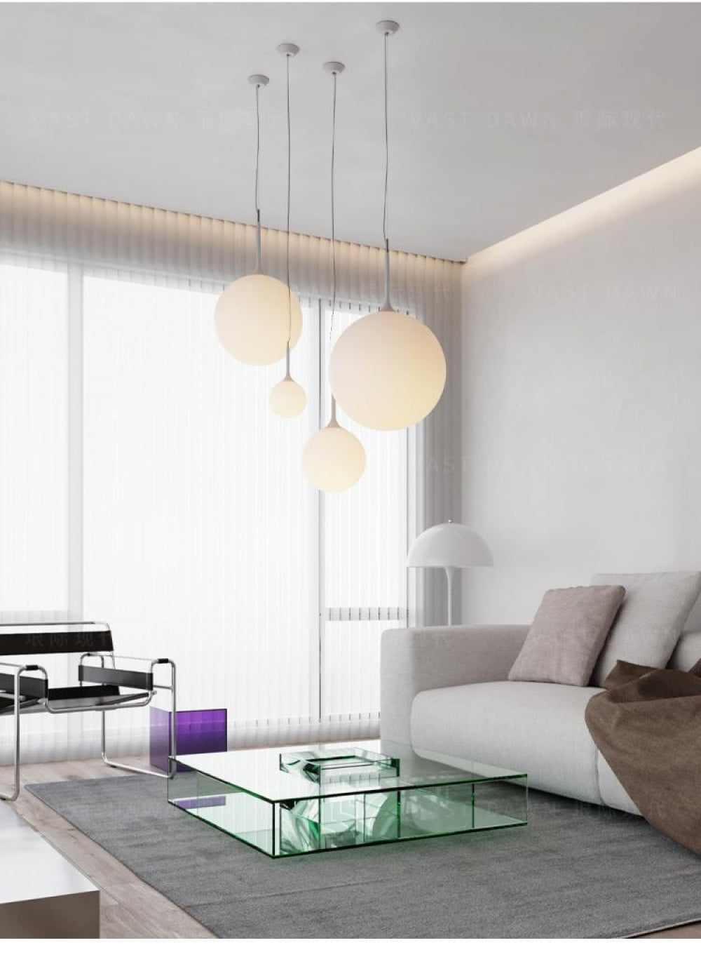 Simple Modern Round Glass Dining Room Pendant Light Nordic Bedroom Bedside Bar Combination Art Duplex Staircase Lighting