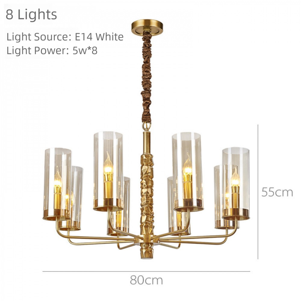 Postmodern Chandelier Full Copper Living Room Lighting High-end Luxurious Atmospheric Home Bedroom Dining Room Light Light Luxury American Style Chandelier