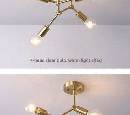 Brass Ceiling Light Creative Personality Nordic Postmodern Minimalist Dining Room Hallway Corridor Foyer Full Copper Bedroom Lighting
