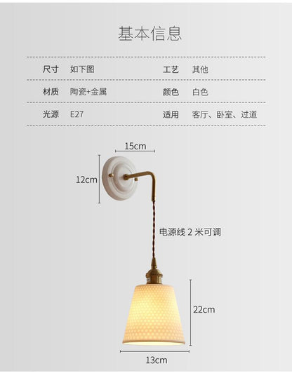 New Japanese Style Ceramic Wall Lamp Ceramic Base Bedroom Bedside Background Wall Designer Homestay Window Hanging Wall Lamp