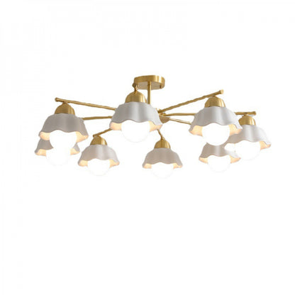 Vintage Living Room Chandelier Ceiling Light Luxury Elegant High-end Palace Style All-copper Ceramic Lighting Dining Room Master Bedroom Lamp