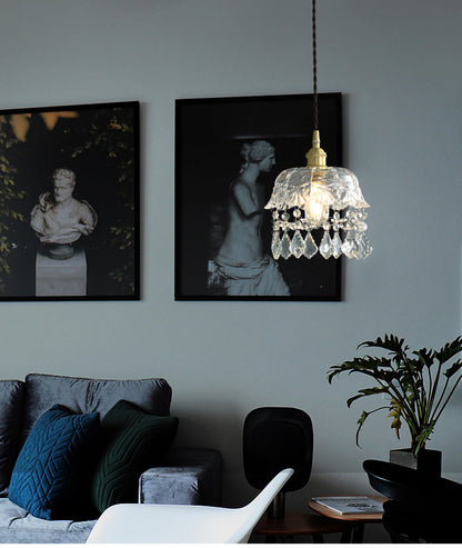 Nordic Light Luxury Brass Crystal Bar Pendant Light Simple Modern Bedside Crystal Lamp Hallway Entrance Corridor Light