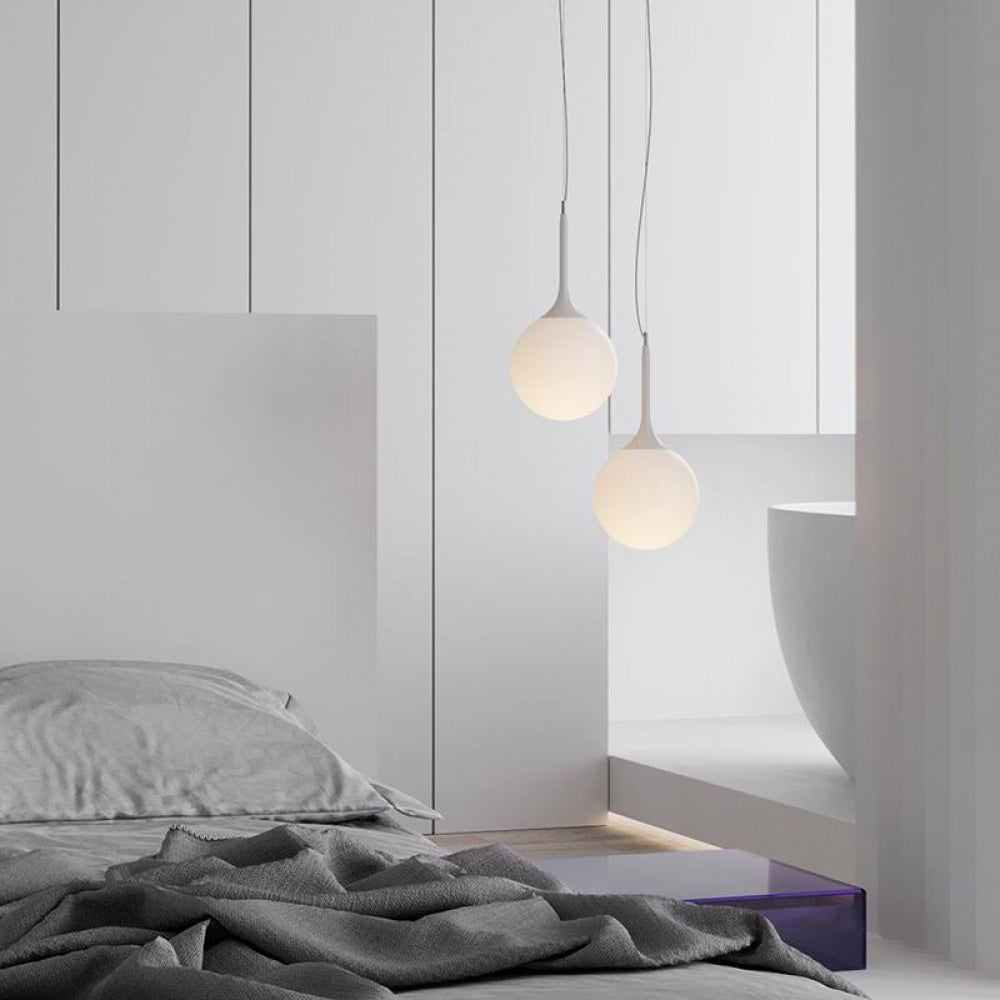 Simple Modern Round Glass Dining Room Pendant Light Nordic Bedroom Bedside Bar Combination Art Duplex Staircase Lighting