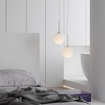 Simple Modern Round Glass Dining Room Pendant Light Nordic Bedroom Bedside Bar Combination Art Duplex Staircase Lighting