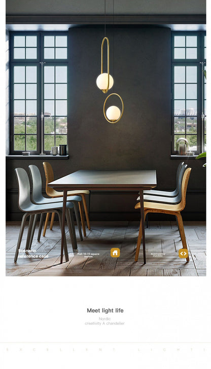 Nordic Style Restaurant Pendant Light Single Head Bedroom Bedside Lamp Bar Creative Personality Simple Modern All-Copper Lamp