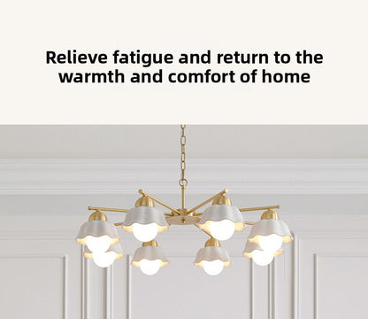 Vintage Living Room Chandelier Ceiling Light Luxury Elegant High-end Palace Style All-copper Ceramic Lighting Dining Room Master Bedroom Lamp