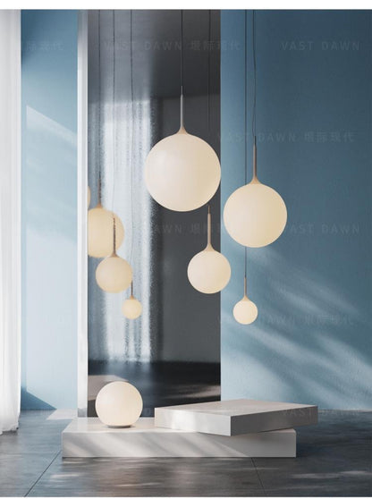 Simple Modern Round Glass Dining Room Pendant Light Nordic Bedroom Bedside Bar Combination Art Duplex Staircase Lighting
