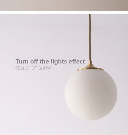 Single Head Pendant Light All Copper Nordic Minimalist Dining Room Light Bar Counter Three Head Foyer Round Ball Brass Lighting Bedside Pendant Light