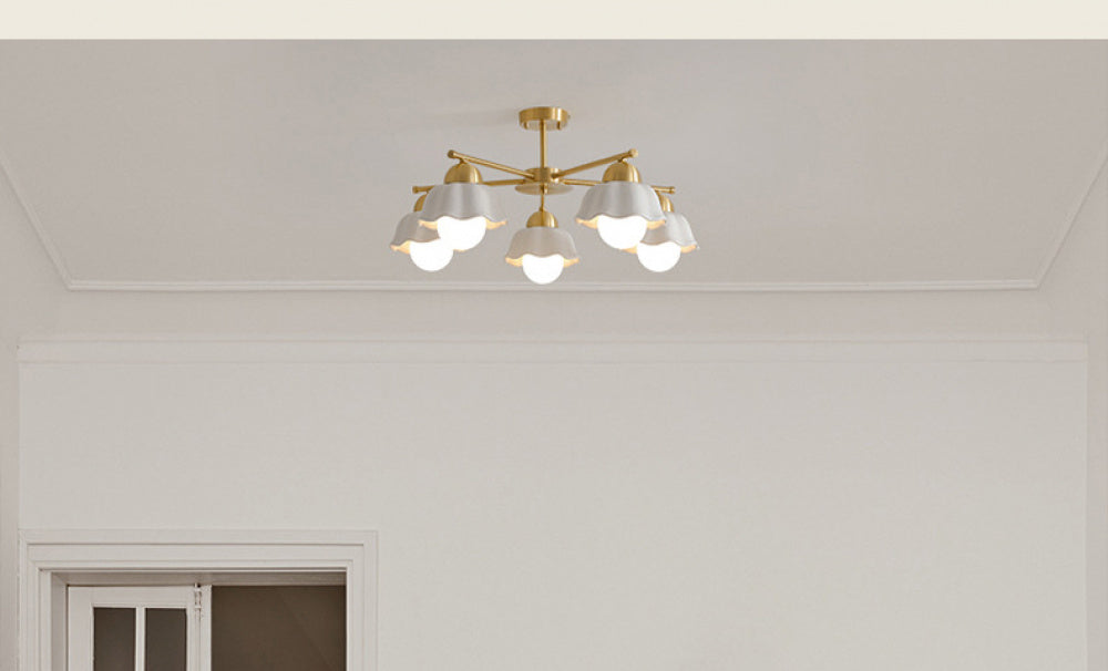 Vintage Living Room Chandelier Ceiling Light Luxury Elegant High-end Palace Style All-copper Ceramic Lighting Dining Room Master Bedroom Lamp