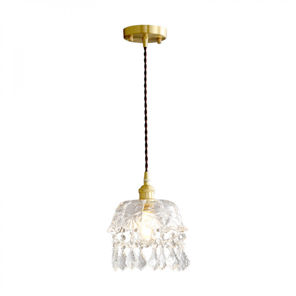 Nordic Light Luxury Brass Crystal Bar Pendant Light Simple Modern Bedside Crystal Lamp Hallway Entrance Corridor Light