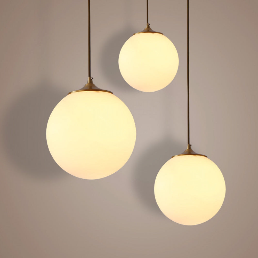 Single Head Pendant Light All Copper Nordic Minimalist Dining Room Light Bar Counter Three Head Foyer Round Ball Brass Lighting Bedside Pendant Light