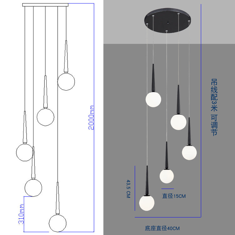 Staircase Chandelier for Duplex, Nordic Loft, Sloping Ceiling, Mezzanine, High Ceiling Villa, Mid-Level, Rotating Staircase, Long Chandelier