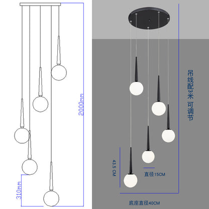 Staircase Chandelier for Duplex, Nordic Loft, Sloping Ceiling, Mezzanine, High Ceiling Villa, Mid-Level, Rotating Staircase, Long Chandelier
