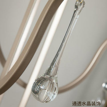 American Style Large Pendant Light for Living Room, Villa, Duplex, French Light Luxury American Iron Art Creative Crystal Homestay Restaurant Lighting