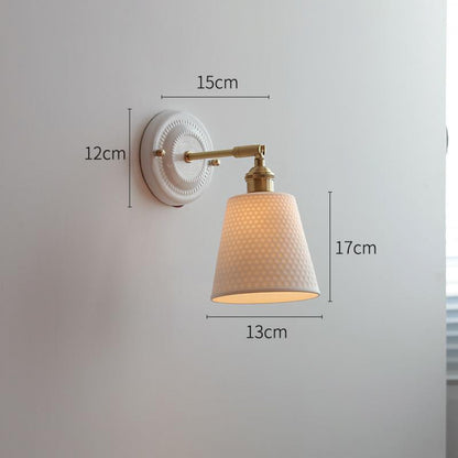 New Japanese pleated wall lamp bedroom bedside Nordic homestay living room background wall designer full copper lamp