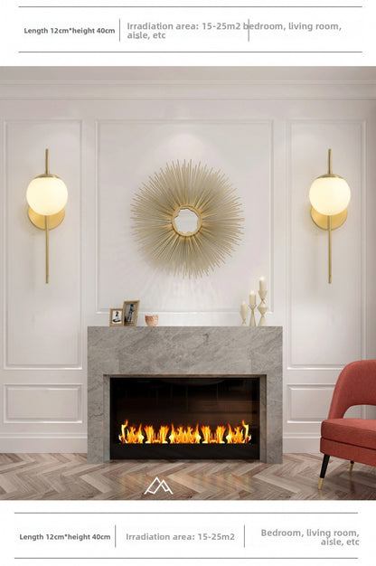 All-Copper Wall Lamp Nordic Creative Personality Bedroom Bedside Lamp Rotating Staircase Corridor Living Room Background Wall Decorative Wall Lamp