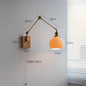 Japanese Ceramic Wall Lamp Nordic Study Bedroom Bedside Lamp Natural Wood with Pull Switch Left-Right Rotating Lamp