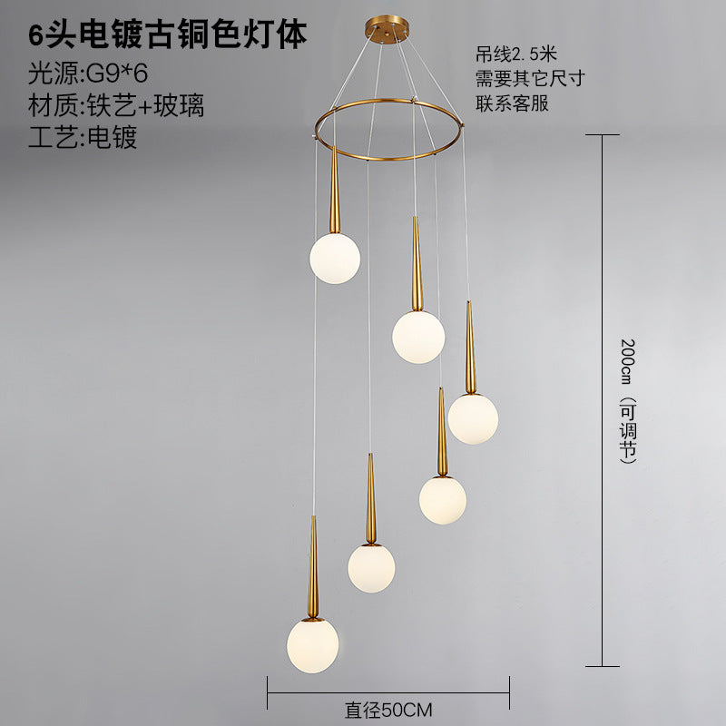 Staircase Chandelier for Duplex, Nordic Loft, Sloping Ceiling, Mezzanine, High Ceiling Villa, Mid-Level, Rotating Staircase, Long Chandelier