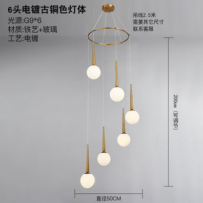 Staircase Chandelier for Duplex, Nordic Loft, Sloping Ceiling, Mezzanine, High Ceiling Villa, Mid-Level, Rotating Staircase, Long Chandelier