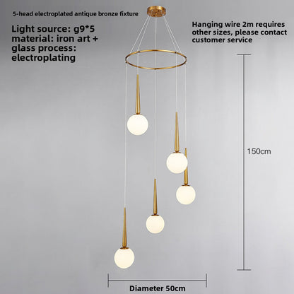 Staircase Chandelier for Duplex, Nordic Loft, Sloping Ceiling, Mezzanine, High Ceiling Villa, Mid-Level, Rotating Staircase, Long Chandelier