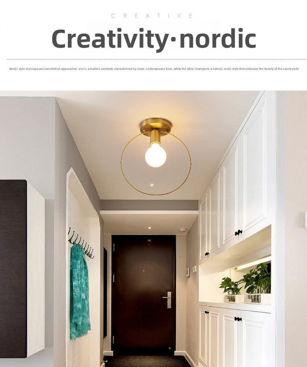 Aisle Light All-Copper Light Foyer Simple Modern Style Unique Room Light Entrance Balcony Corridor Brass Ceiling Light