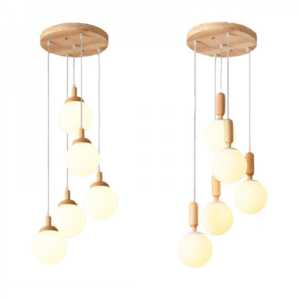 Modern Minimalist Duplex Staircase Long Pendant Light Nordic Creative Stairwell Villa Apartment Magic Bean Rotating Solid Wood Pendant Light