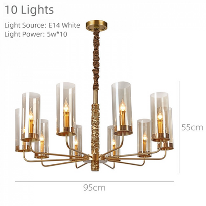 Postmodern Chandelier Full Copper Living Room Lighting High-end Luxurious Atmospheric Home Bedroom Dining Room Light Light Luxury American Style Chandelier