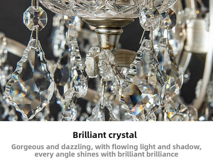 American Style Chandelier Light Luxury Living Room Dining Room Lamp Vintage French Palace Crystal Lamp European Style Villa Princess Room Bedroom Lamp