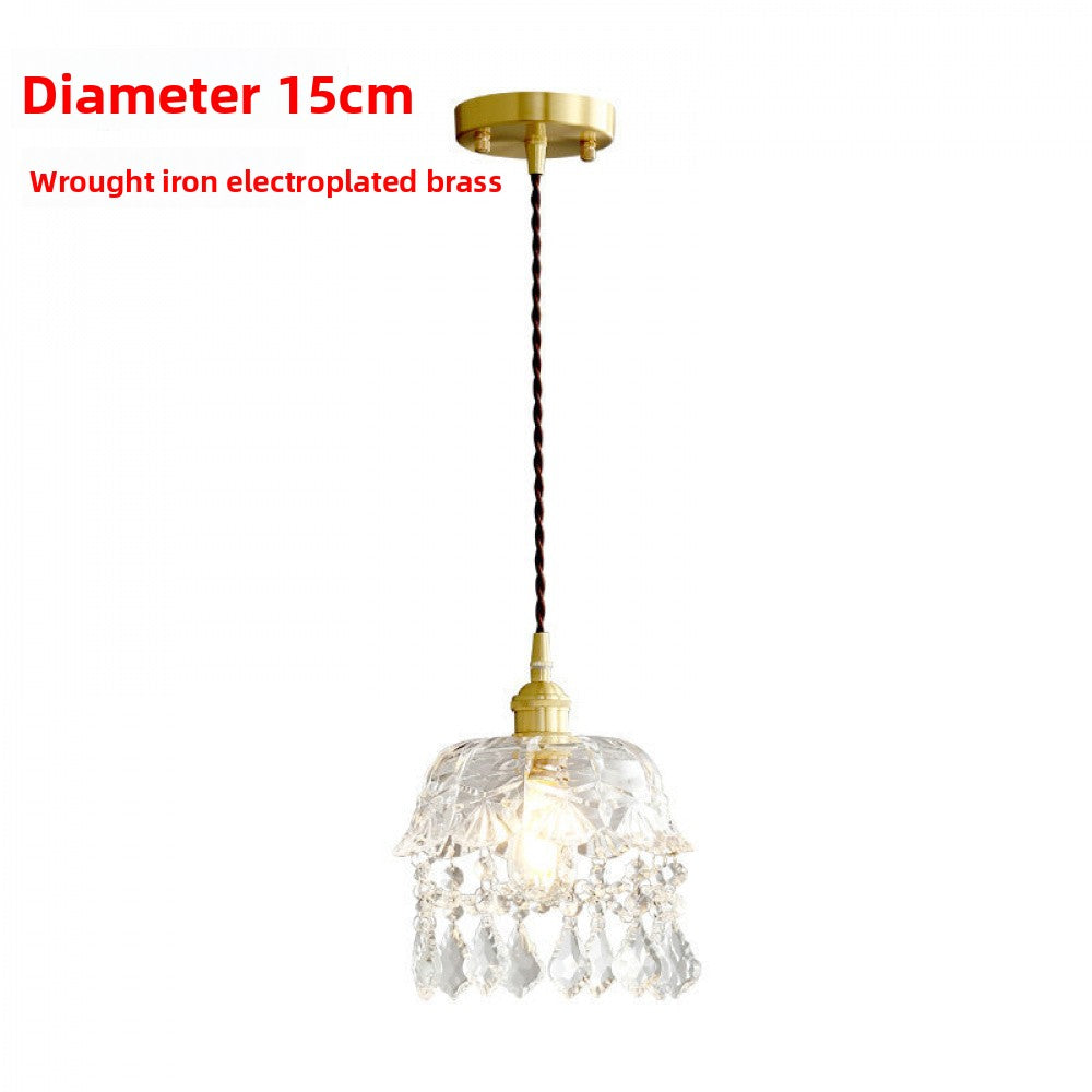 Nordic Light Luxury Brass Crystal Bar Pendant Light Simple Modern Bedside Crystal Lamp Hallway Entrance Corridor Light