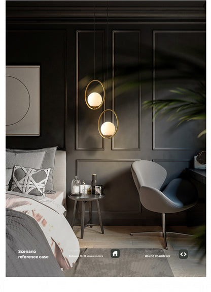 Nordic Style Restaurant Pendant Light Single Head Bedroom Bedside Lamp Bar Creative Personality Simple Modern All-Copper Lamp