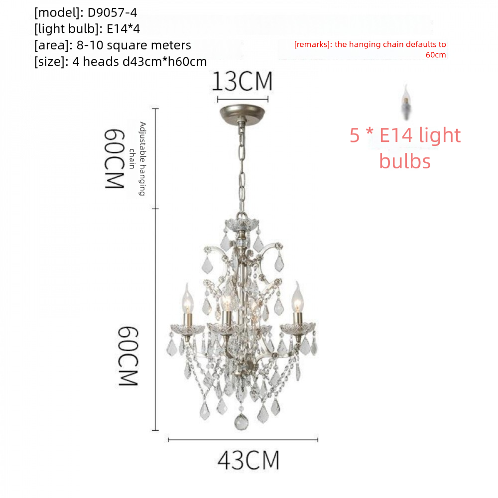 American Style Chandelier Light Luxury Living Room Dining Room Lamp Vintage French Palace Crystal Lamp European Style Villa Princess Room Bedroom Lamp