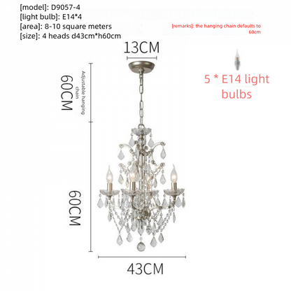 American Style Chandelier Light Luxury Living Room Dining Room Lamp Vintage French Palace Crystal Lamp European Style Villa Princess Room Bedroom Lamp